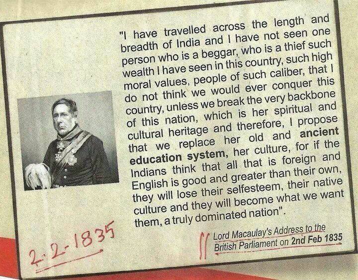 Macaularys letter to British Parliament about India