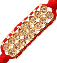 Red Rakhi Thread with Stones