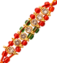 Mauli Rakhi with Red and Green Beads
